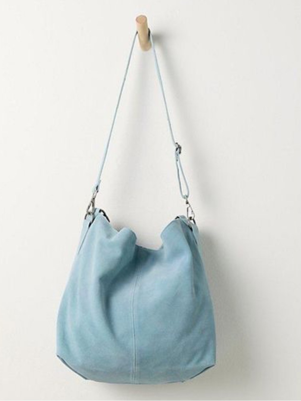 NWT Free People Suzie Suede Soft Light Blue Leather Shoulder Bag - Picture 4 of 12